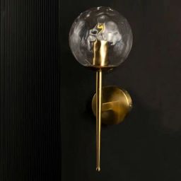 Whispering Homes Mid-Century Style Round Clear Glass Golden Wall Lamp-image-18