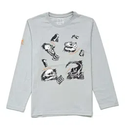 Gini & Jony Kids Grey Printed Full Sleeves T-Shirt-image-84