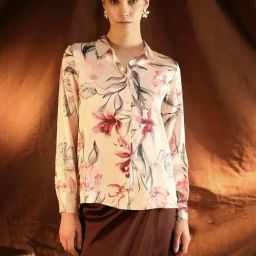 Kazo Beige Polyester Floral Shirt-image-58