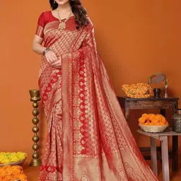 Moda Rapido Woven Design Zari Pure Silk Banarasi Saree-image-37