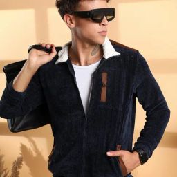 Campus Sutra Blue Regular Fit Self Pattern Jacket-image-76