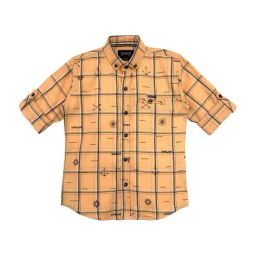 Cavio Kids Yellow Cotton Chequered Full Sleeves Shirt-image-37