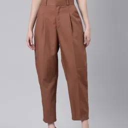 showoffff SHOWOFF Brown Tapered Fit Mid Rise Trousers-picture-2