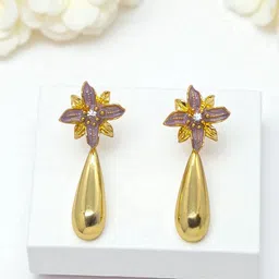AVANT-GARDE PARIS Gold-Plated Artificial Stones Studded Teardrop Shaped Drop Earrings-picture-38