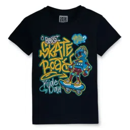 Gini & Jony Kids Navy Printed T-Shirt-image-54