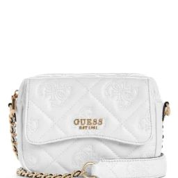 GUESS White MARIEKE Quilted Medium Camera Bag-20