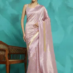 Jaipur Kurti Lavender Woven Saree With Unstitched Blouse-image-94