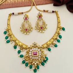 Abdesigns Gold-Tone Plated Statement Necklace & Earring Set-4