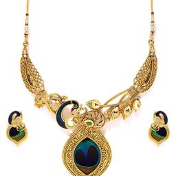 Zaveri Pearls Antique Gold-Toned Embellished Jewellery Set-image-14