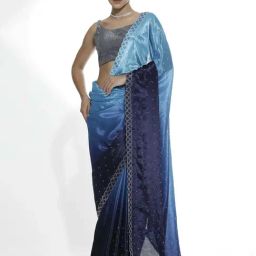 Jaipur Kurti Blue Embellished Saree With Unstitched Blouse-picture-34