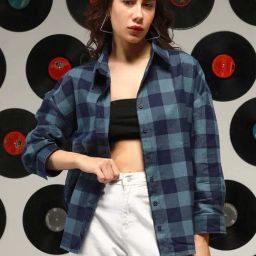 Campus Sutra Blue Regular Fit Checked Shirt-picture-27