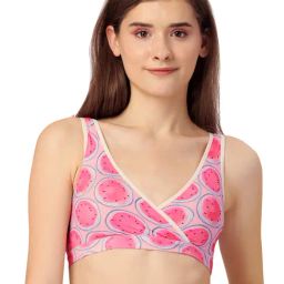 Soie Pink Printed Medium Coverage Lounge Bra With Removable Cups-49