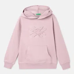 United Colors of Benetton Kids Regular Fit Hooded Neck Embossed Boy's Sweatshirt-picture-14