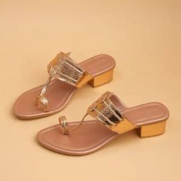 Eridani Women's Toran Rose Gold Kolhapuri Sandals-55