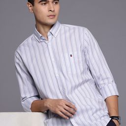 Louis Philippe Sport Slim Fit Vertical Stripes Button-Down Collar Pure Cotton Casual Shirt-picture-9
