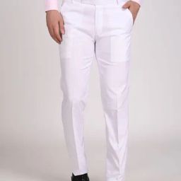 TAHVO White Linen Regular Fit Trousers-image-24