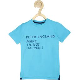 Peter England Kids Blue Graphic Print T-Shirt-image-78