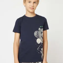 Gas Kids Medieval Blue Cotton Printed T-Shirt-image-18