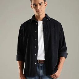 Tommy Hilfiger Blue Cotton Regular Fit Texture Shirt-picture-33