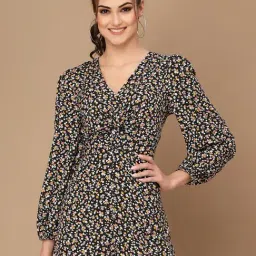 KASSUALLY Black Floral Print Playsuit-image-41