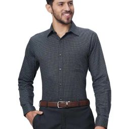 Raymond Anthra Cotton Slim Fit Texture Shirt-image-41