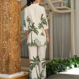 JISORA Tropical Printed Cotton Flex Tunic With Trouser Co-Ord Set image 2
