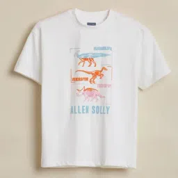 Allen Solly Boys White Cotton Regular Fit Graphic Print T-Shirt-picture-20