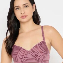 Clovia Maroon Polyamide Printed Padded Full Cup Wire Free T-Shirt Bra-picture-48