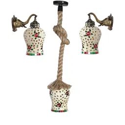 Somil Indore Decorative Lamp Combo of Matching Elaphent Shape Wall Lamp & Ceiling Lamp, Multi Compatible with LED, Size: 19 X 19 X 23 Cm, Pack of 3.-image-28