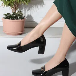 ICONICS Square Toe Block Heeled Pumps-7