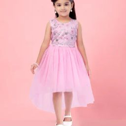 Aarika Kids Girls Pink Color Nylon Frock-image-84