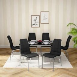 Godrej Interio Mod Knight Black & White Tempered Glass 6 Seater Rectangular Dining Table-image-96