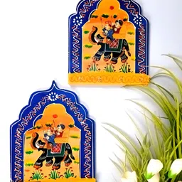 apka mart 2-Pcs Blue & Yellow Printed 4-Hooks KeyHolder-15