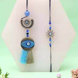 Myntra Elegant Homes Set Of 2 Evil-Eye Rakhis With Greeting Card & Roli Chawal-image-7