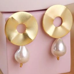 Johori Pearl White & Golden Drop Earrings-10