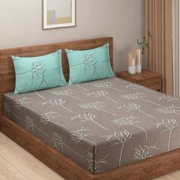 Swayam Printed Dark Grey 200 TC Cotton King Bedsheet with 2 Pillow Covers-picture-11