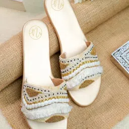 NR by Nidhi Rathi Women's Golden Casual Sandals-image-8