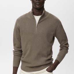MANGO MAN Mock Collar Ribbed Pullover-picture-0