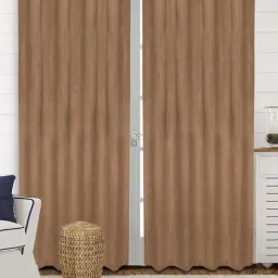 Saral Home Easy Living Brown Polyester 224 GSM Velvet Curtain - Set of 2-19