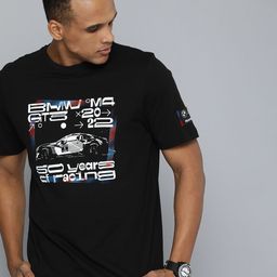 PUMA Motorsport Men Black BMW M Motorsport Statement Car Printed Pure Cotton T-shirt-image-95