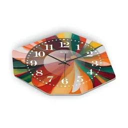 OLIVE TREE Red & Green Printed Geometric Wall Clock image 3