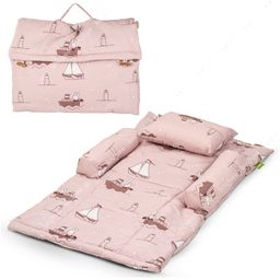 Baybee Printed Cotton Bedding Set for New Born Babies with Cushion Pillow, Two Fixed Bolsters & Suitcase Bag Baby Sleeping Bag Combo Gadda set - Pink-picture-4