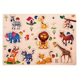 BitFeex Wooden Board Peg Puzzle Toy - Multicolour-4