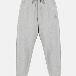 Kiddopanti Brand Name Placement Printed Fleece Track Pant - Melange Grey-picture-32