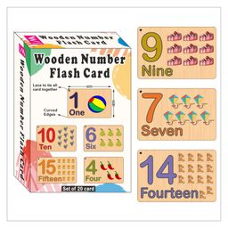 Wooden (MDF) Numbers 1-20 Learning Flash Card with Lacing Thread - Multicolour-22