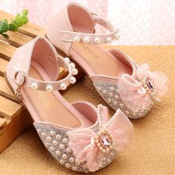 Babyoye Buckle Closure Pear Embedded Sandals with Bow Applique - Pink-image-65