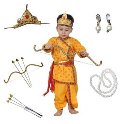Kaku Fancy Dresses Dussehra Theme Cotton Full Sleeves Lord Ram Costume - Yellow-image-97