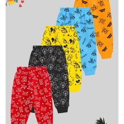 KUCHIPOO Featuring Mickey & Friends Pack Of 5 Character Printed Track Pants- Red Black Yellow Blue & Orange-image-77