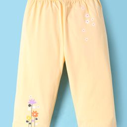 Tango Interlock Knit Full Length Lounge Pant with Floral Print - Light Yellow-image-61