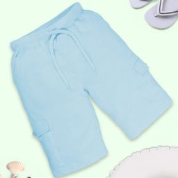 Kiddopanti Solid Pocket Detailed Cargo Shorts - Light Blue-image-49